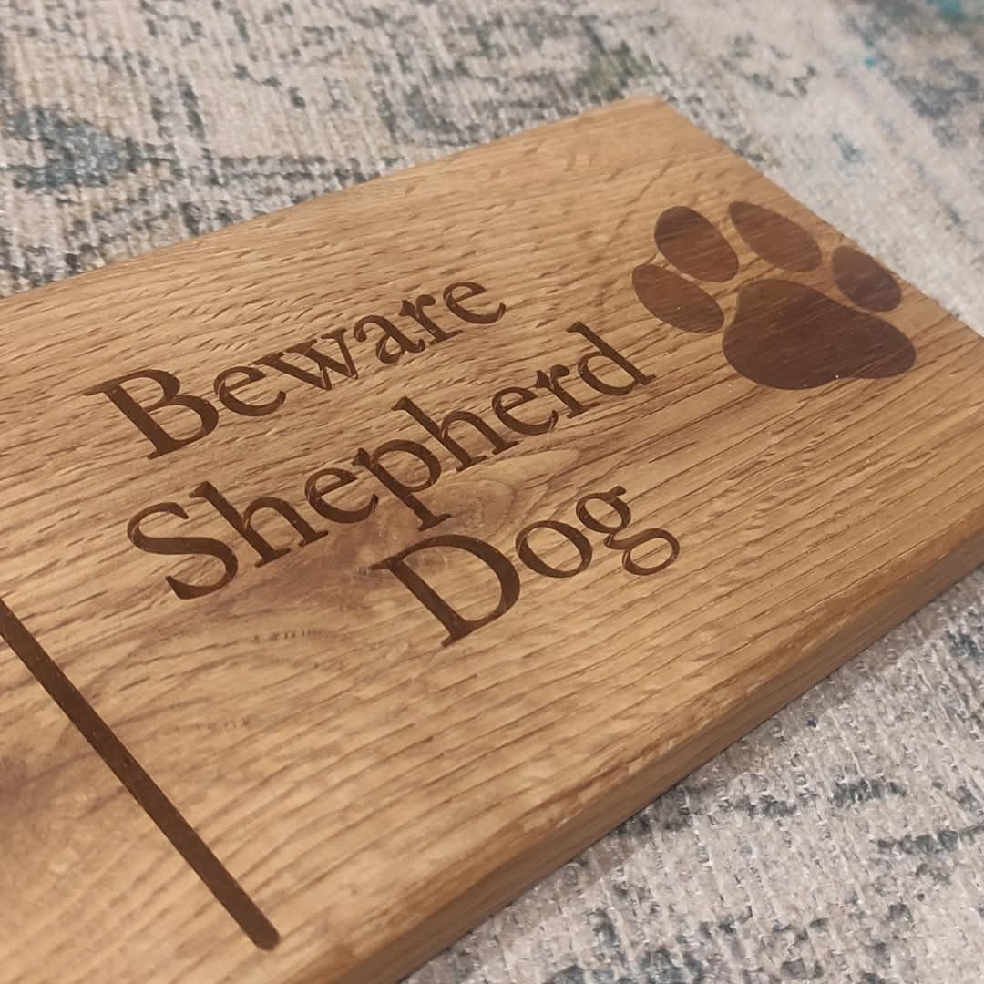 Custom wooden beware of the dog sign