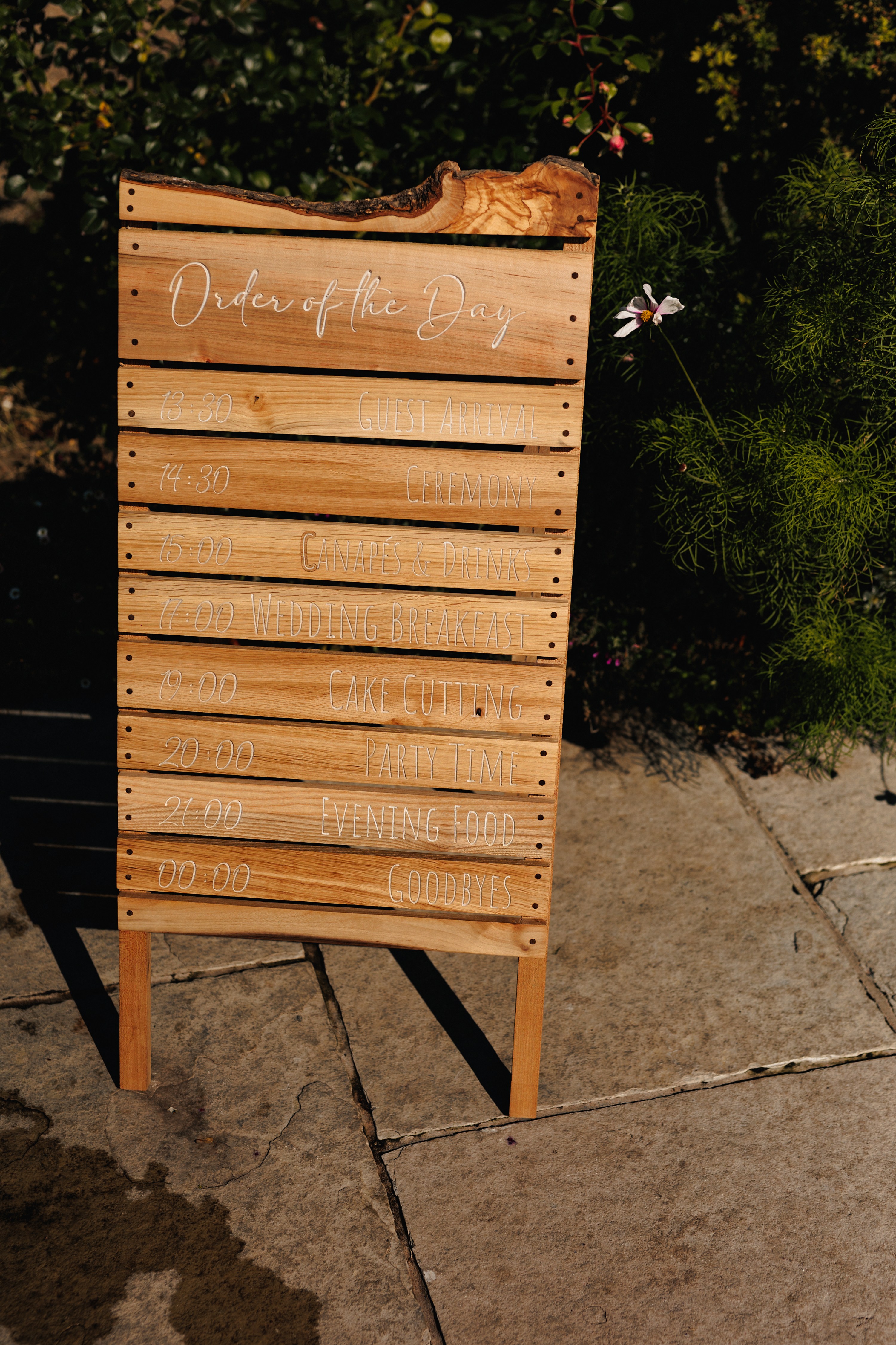 Order of the day wedding sign